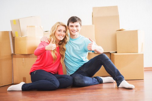 Business relocation materials and labelled boxes for a Docklands move